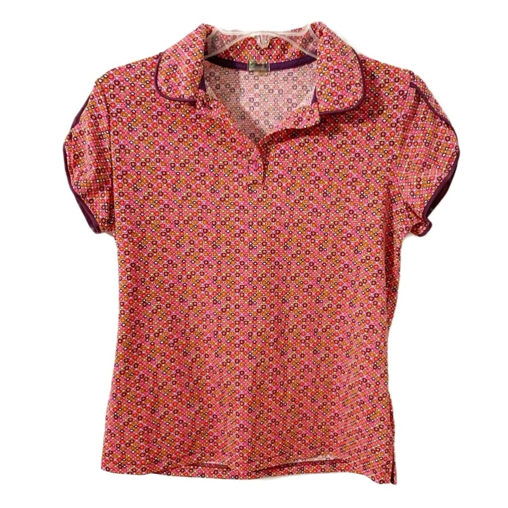 Swing Golf Split Short Sleeve Golf Shirt Three Button Placard Peter Pan Collar